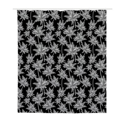 Black And White Coconut Tree Print Polyester Shower Curtain