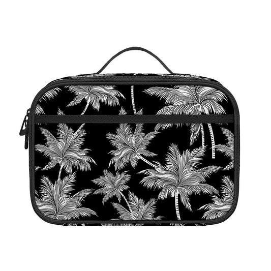Black And White Coconut Tree Print Portable Lunch Bag