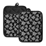 Black And White Coconut Tree Print Pot Holders With Pocket