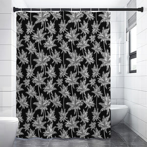 Black And White Coconut Tree Print Premium Shower Curtain