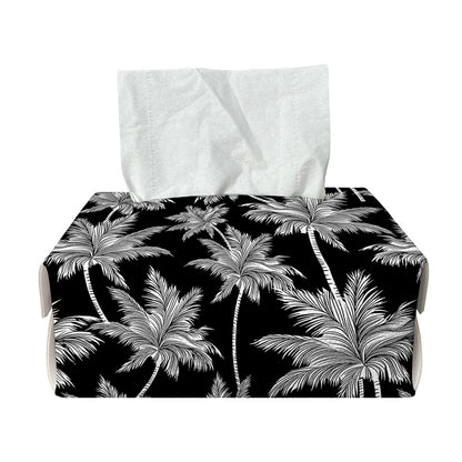 Black And White Coconut Tree Print Rectangle Tissue Box Cover