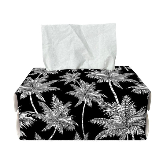 Black And White Coconut Tree Print Rectangle Tissue Box Cover