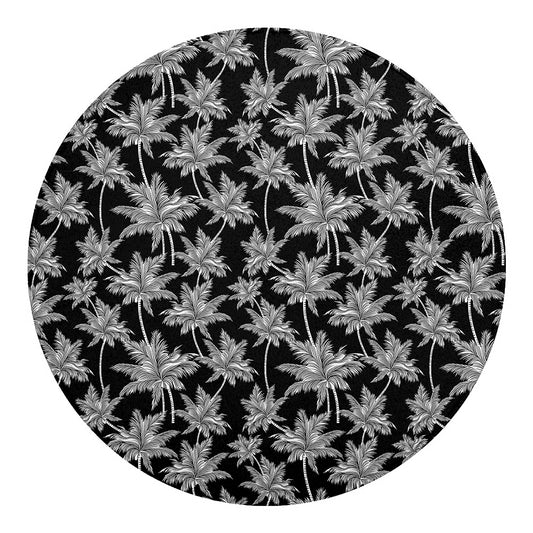 Black And White Coconut Tree Print Round Blanket