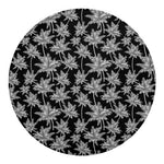 Black And White Coconut Tree Print Round Blanket