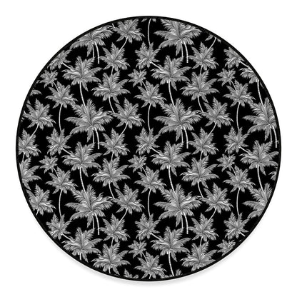 Black And White Coconut Tree Print Round Floor Mat