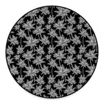 Black And White Coconut Tree Print Round Floor Mat