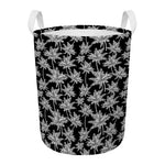 Black And White Coconut Tree Print Round Laundry Basket