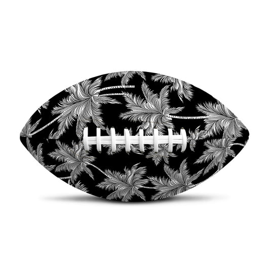 Black And White Coconut Tree Print Rugby Ball