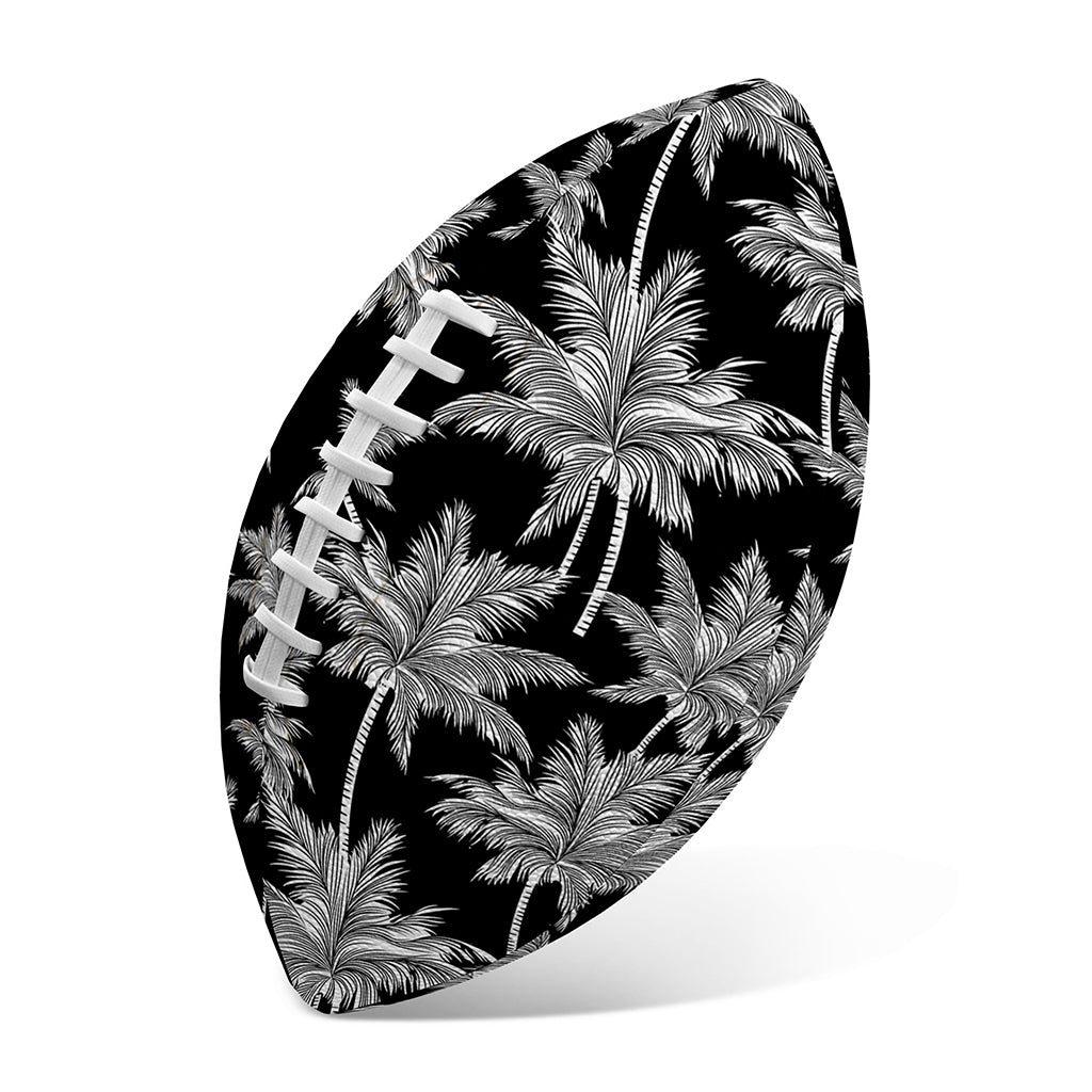 Black And White Coconut Tree Print Rugby Ball