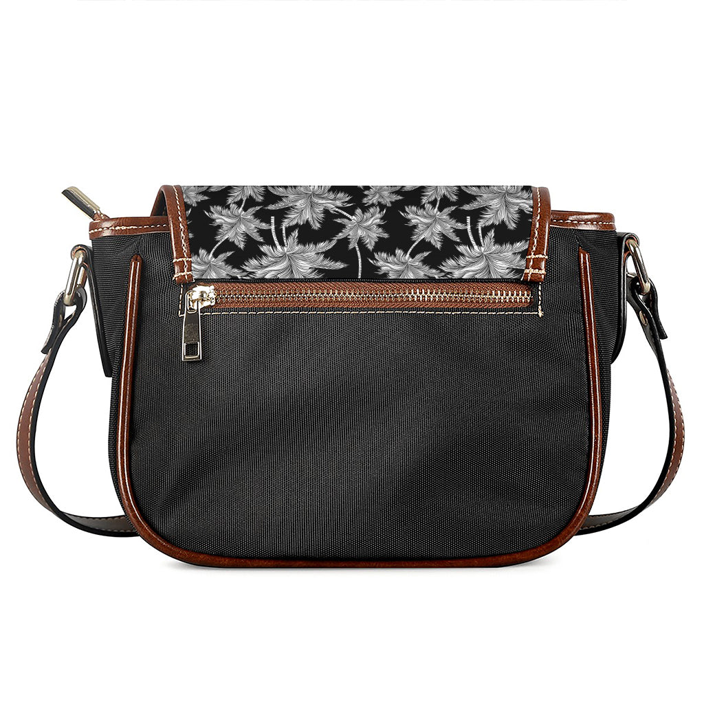 Black And White Coconut Tree Print Saddle Bag