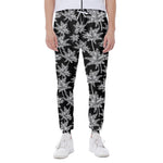 Black And White Coconut Tree Print Scuba Joggers