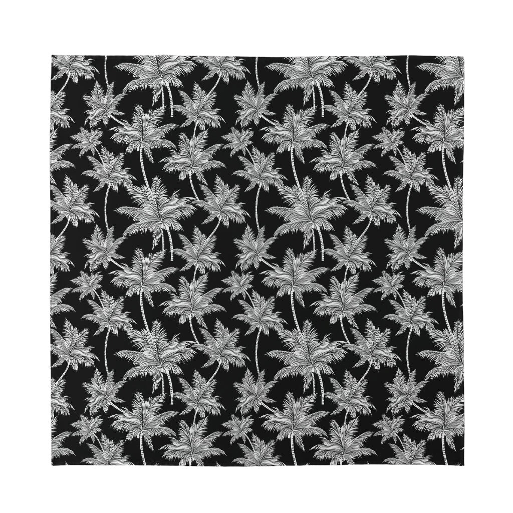 Black And White Coconut Tree Print Silk Bandana