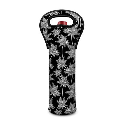 Black And White Coconut Tree Print Single Neoprene Wine Tote
