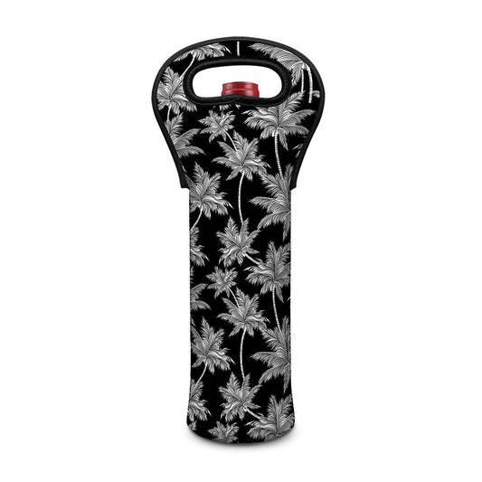 Black And White Coconut Tree Print Single Neoprene Wine Tote