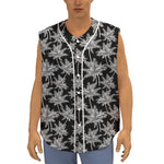 Black And White Coconut Tree Print Sleeveless Baseball Jersey