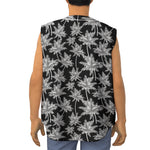 Black And White Coconut Tree Print Sleeveless Baseball Jersey