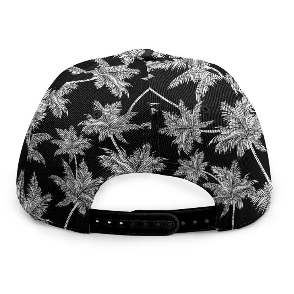 Black And White Coconut Tree Print Snapback Cap