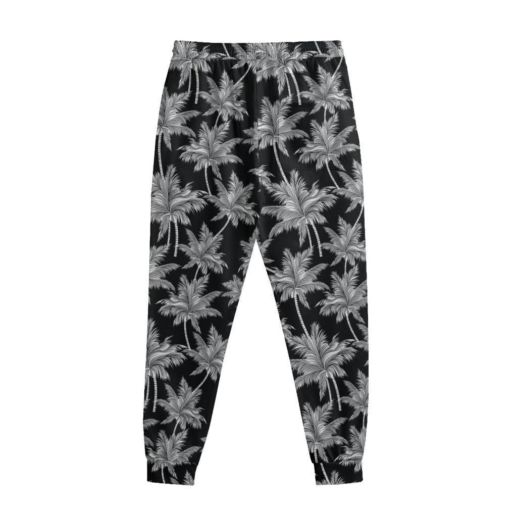 Black And White Coconut Tree Print Sweatpants