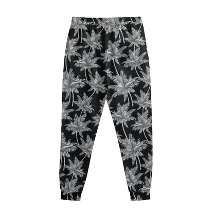 Black And White Coconut Tree Print Sweatpants