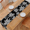 Black And White Coconut Tree Print Table Runner