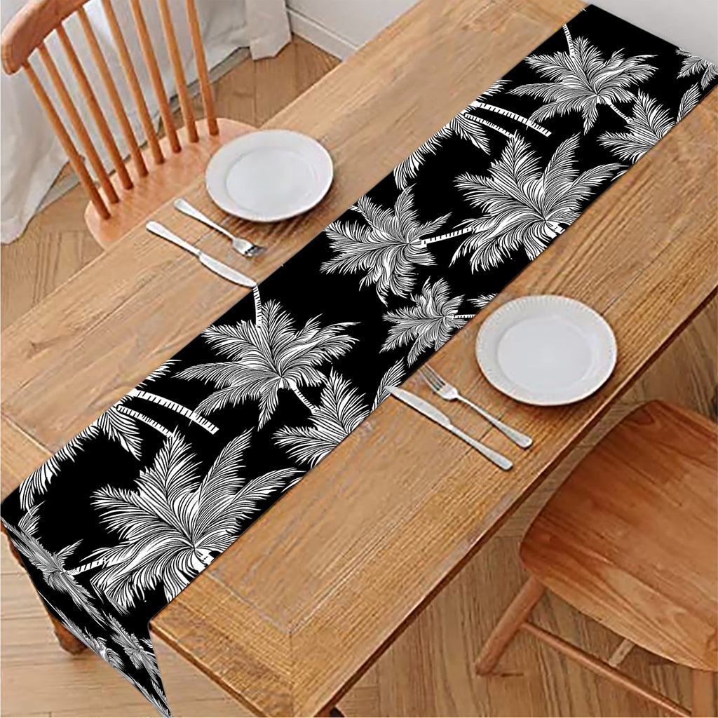 Black And White Coconut Tree Print Table Runner