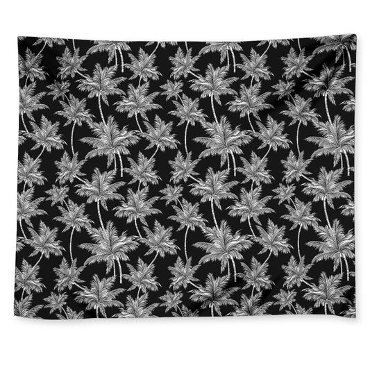 Black And White Coconut Tree Print Tapestry