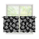 Black And White Coconut Tree Print Tier Curtains