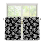 Black And White Coconut Tree Print Tier Curtains
