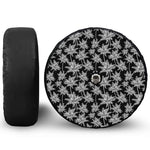 Black And White Coconut Tree Print Tire Cover With Camera Hole