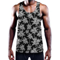 Black And White Coconut Tree Print Men's Workout Tank Top