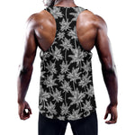 Black And White Coconut Tree Print Training Tank Top