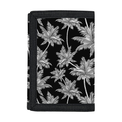 Black And White Coconut Tree Print Trifold Wallet