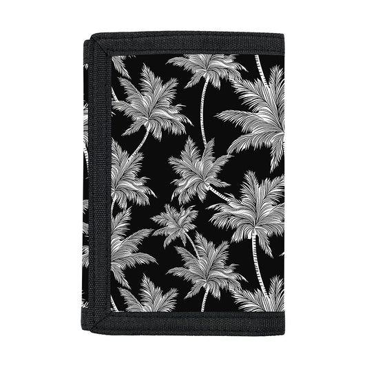 Black And White Coconut Tree Print Trifold Wallet
