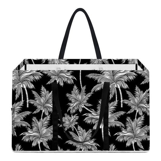 Black And White Coconut Tree Print Utility Tote Bag