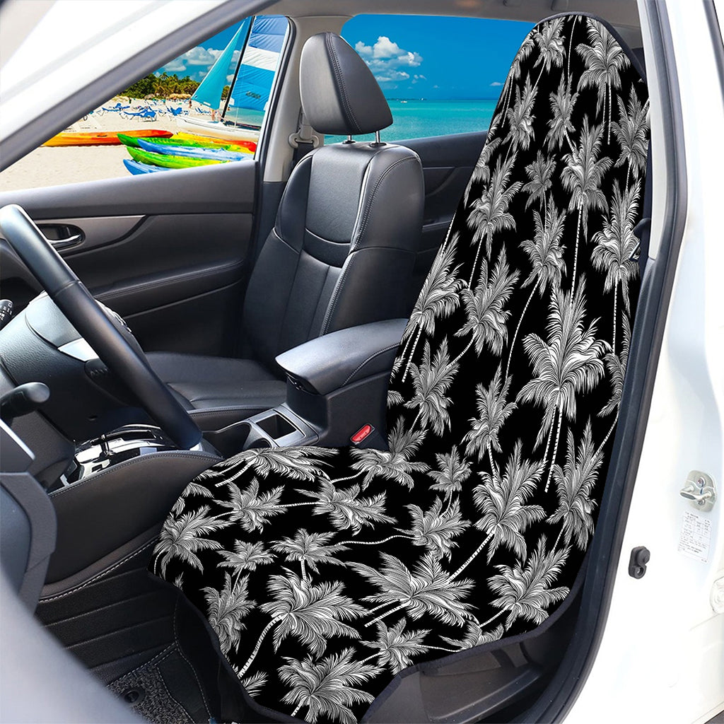 Black And White Coconut Tree Print Waterproof Car Seat Cover