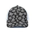 Black And White Coconut Tree Print White Mesh Trucker Hat