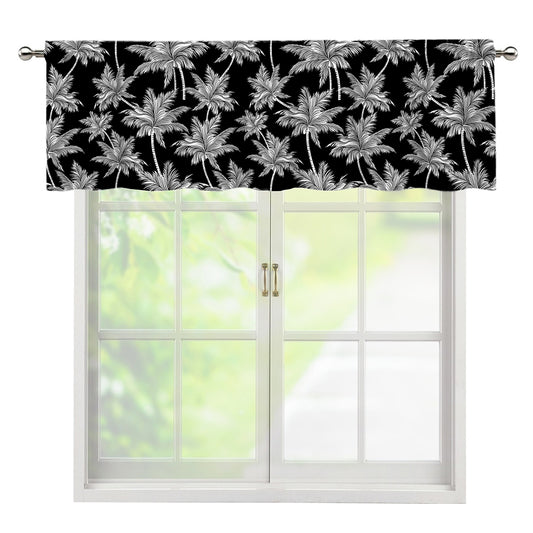 Black And White Coconut Tree Print Window Valance