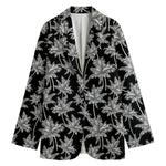 Black And White Coconut Tree Print Women's Blazer