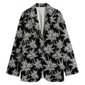 Black And White Coconut Tree Print Women's Cotton Blazer
