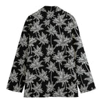 Black And White Coconut Tree Print Women's Cotton Blazer