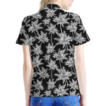 Black And White Coconut Tree Print Women's Polo Shirt