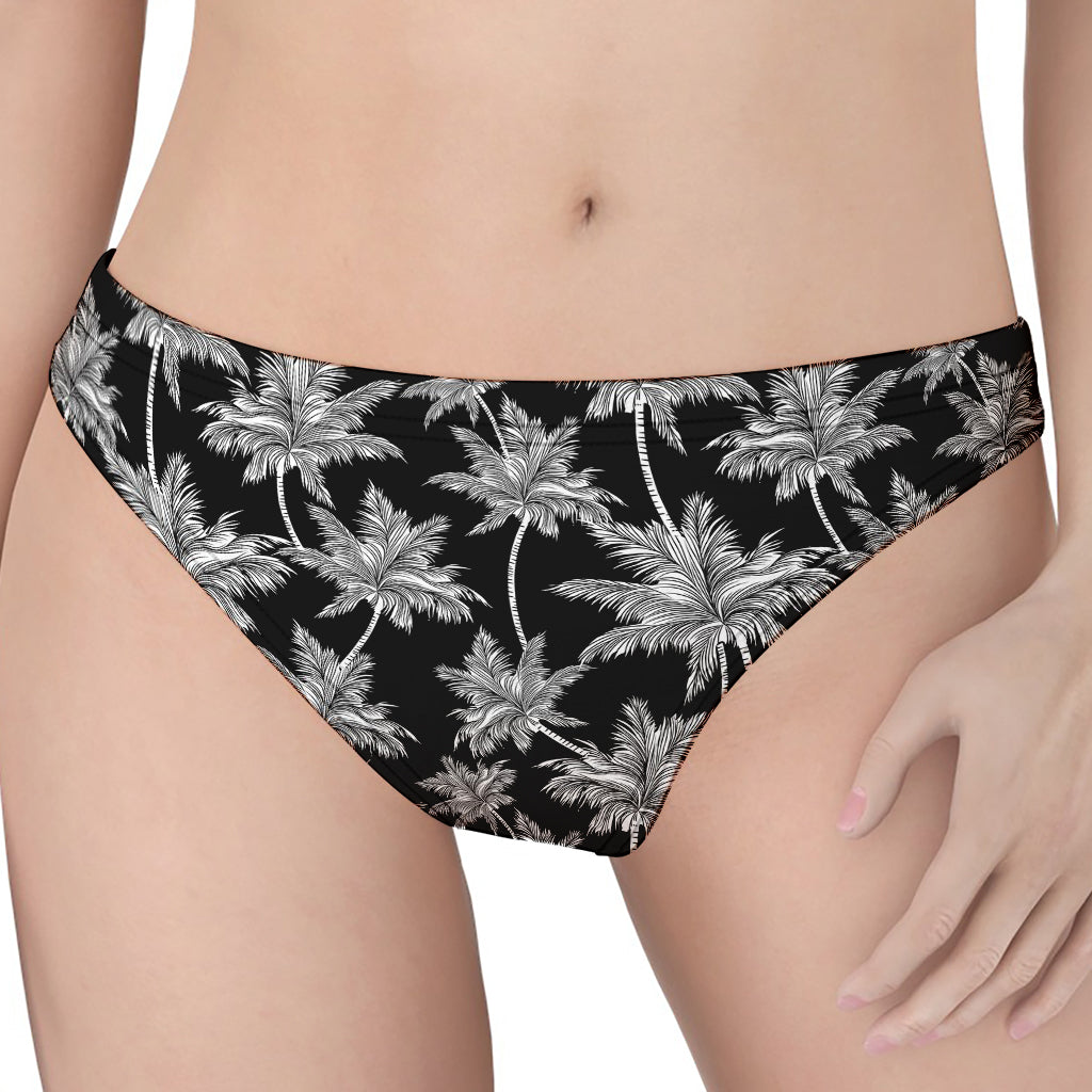 Black And White Coconut Tree Print Women's Thong