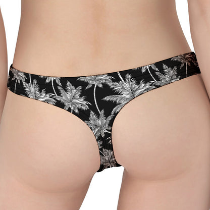 Black And White Coconut Tree Print Women's Thong