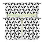 Black And White Coffin Pattern Print 3 Piece Kitchen Curtains