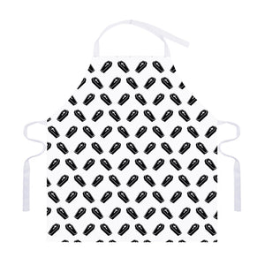 Black And White Coffin Pattern Print Adjustable Apron