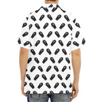 Black And White Coffin Pattern Print Aloha Shirt