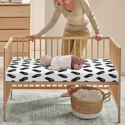 Black And White Coffin Pattern Print Baby Crib Sheet