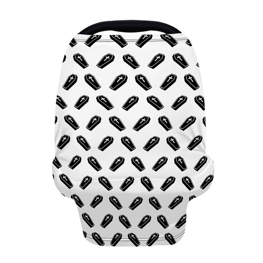 Black And White Coffin Pattern Print Baby Seat Cover