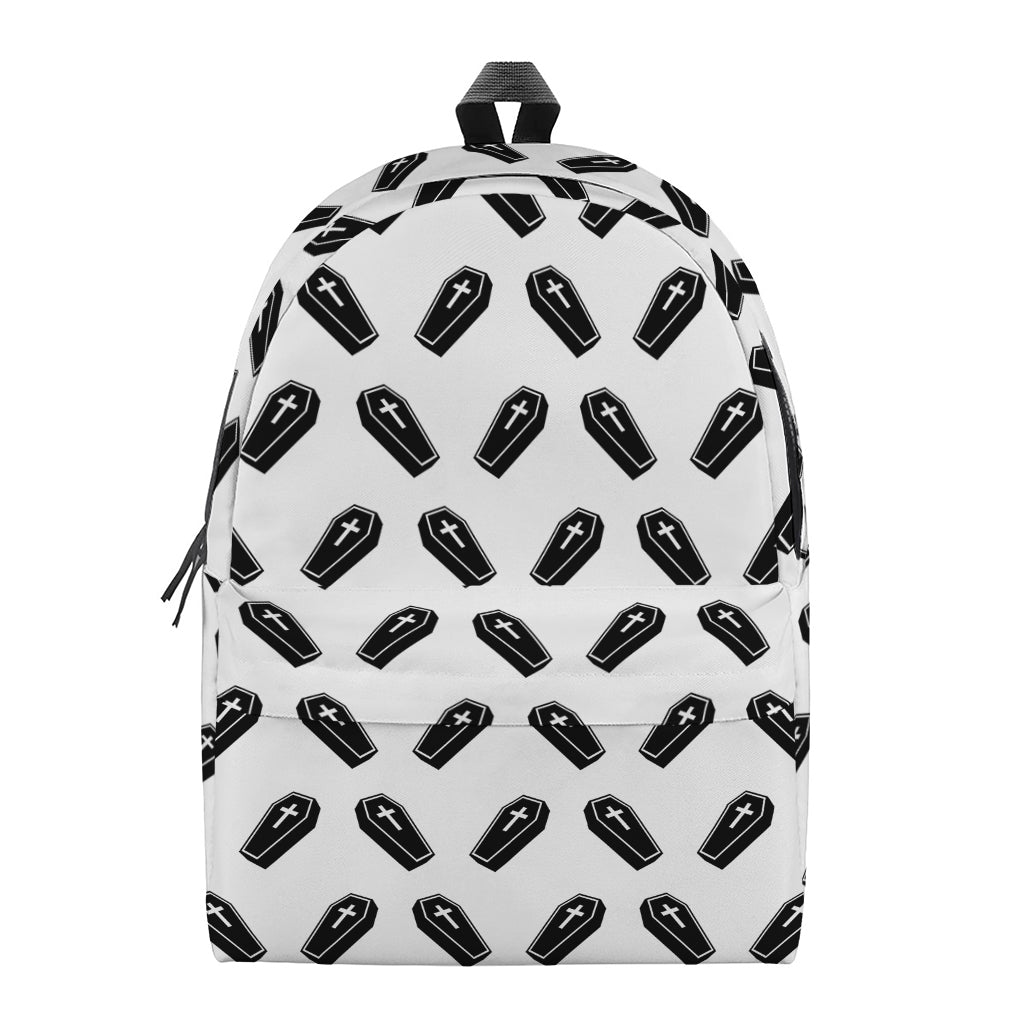 Black And White Coffin Pattern Print Backpack
