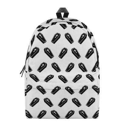 Black And White Coffin Pattern Print Backpack